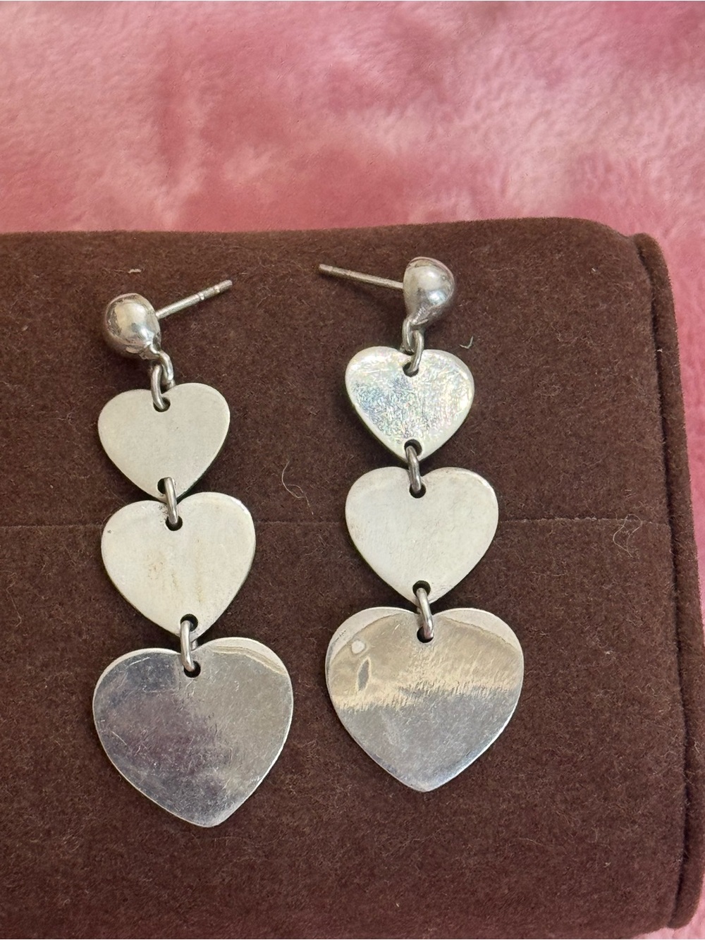 Silver Triple Heart Dangle Earrings - Women Jewelry